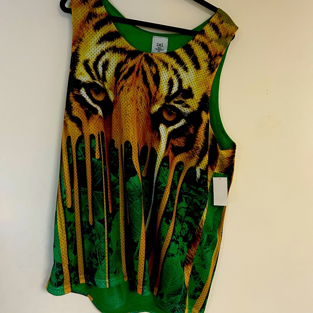 Men’s mesh tiger print tank top xxl